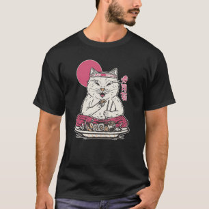 Niedlicher Sushi essen Katze Tier Japan Lebensmitt T-Shirt
