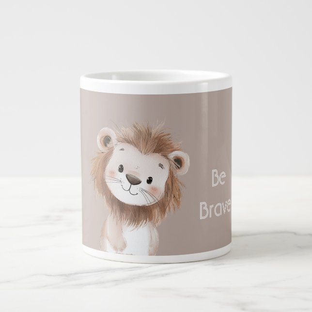 Niedlicher süßer brauner Löwe Jumbo-Tasse (Vorderseite)