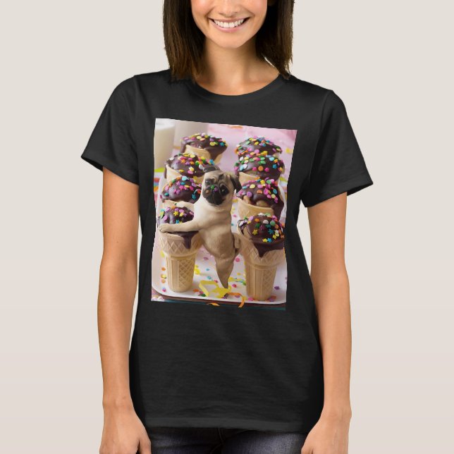 Niedlicher süßer Mops T-Shirt (Vorderseite)