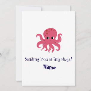Niedlicher süßer rosa Oktopus Kawaii Illustration Einladung