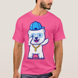 Niedlicher Swag-Polar-Bär mit Hut und Goldkettchen T-Shirt