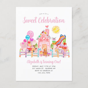 Niedlicher Sweet Celebration Candyland Kindergebur Postkarte
