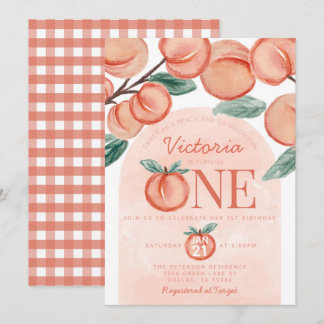 Niedlicher Sweet Peach, das 1. Geburtstag Party Einladung