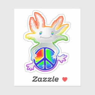 Niedlicher Sweet Rainbow Axolotl mit Peace Sign St Aufkleber