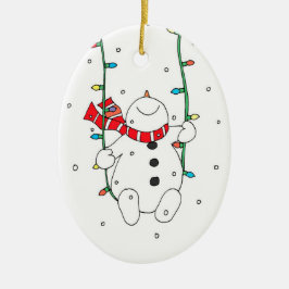Niedlicher Swinging Snowman Keramik Ornament