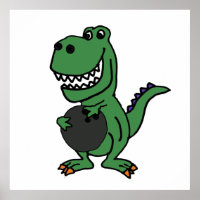 Niedlicher T-rex Dinosaur Bowling Cartoon