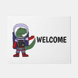 Niedlicher T-rex Dinosaurier im Spacesuit-Cartoon Fußmatte