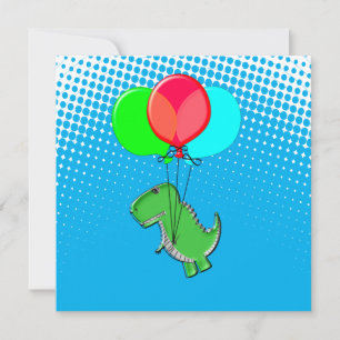 Niedlicher T-Rex-Flug mit Balloons im blauen Himme