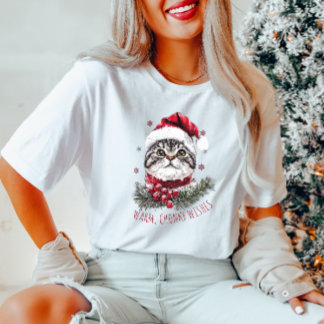 Niedlicher T - Shirt der Santa Cat-Frauen