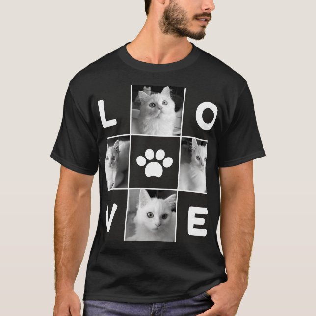 niedlicher T - Shirt der White Cat LIEBE mit Paw P (Vorderseite)