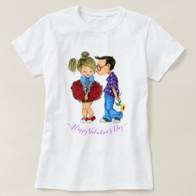 Niedlicher T - Shirt Ihr Valentinstag Geschenk (Design vorne)