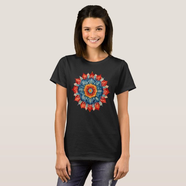 Niedlicher T - Shirt Mandala Farbenspiel (Vorne ganz)
