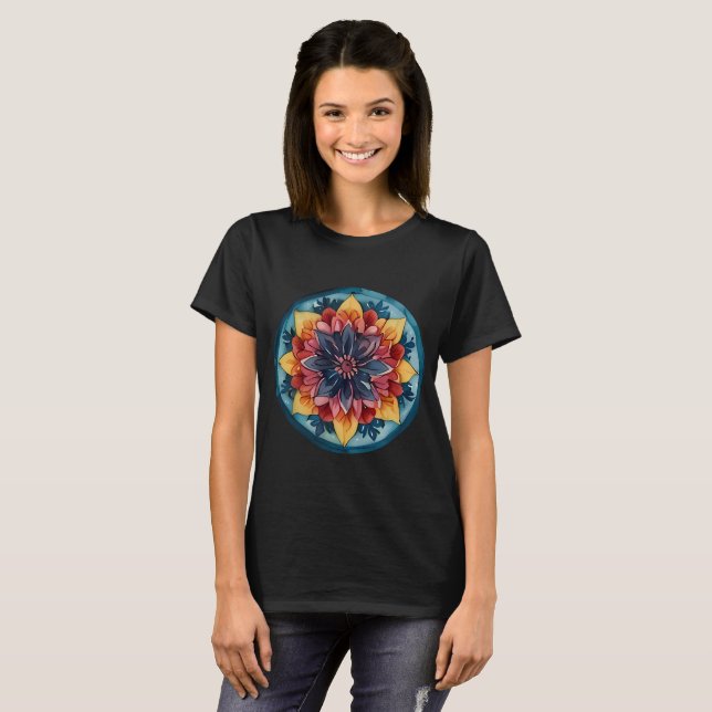 Niedlicher T - Shirt Mandala Farbenspiel (Vorne ganz)