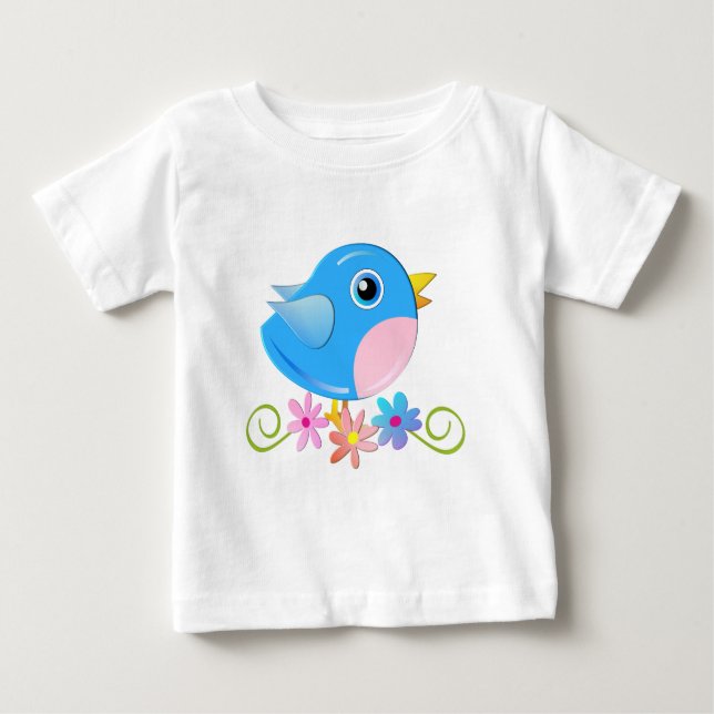 Niedlicher T - Shirt mit Blue Baby Bird (Vorderseite)