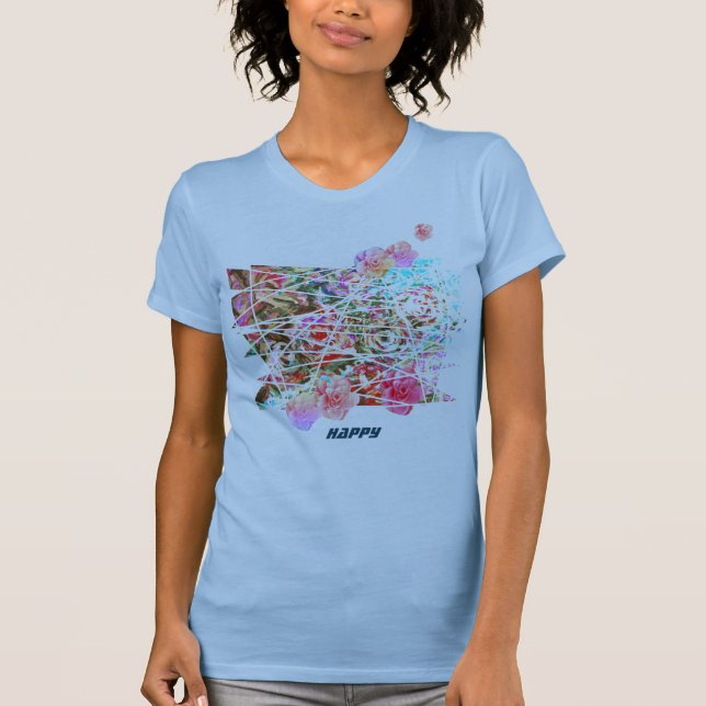 Niedlicher T - Shirt mit halb abstrakten Blume (Vorderseite)