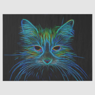 Niedlicher Tabby Cat Design Blue Green Black Pop A Seidenpapier