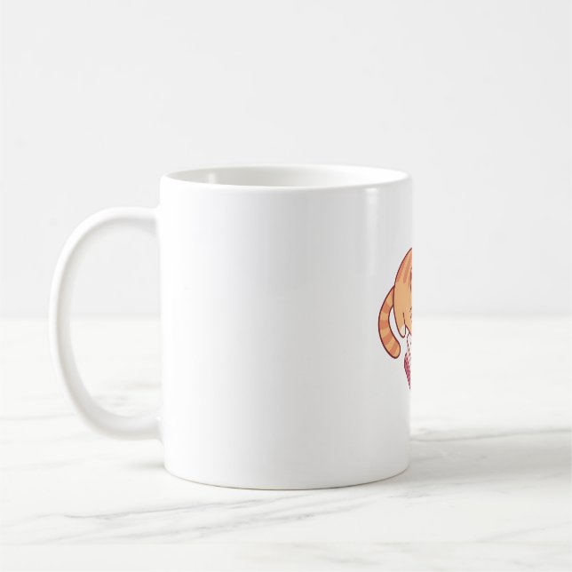 Niedlicher Tabby Katze Lesen eines Buches Kaffeetasse (Links)