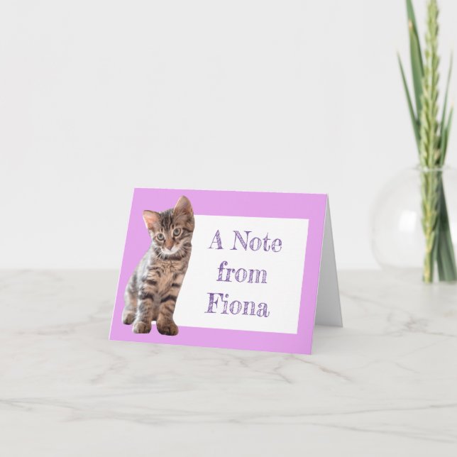 Niedlicher Tabby Katzenkatze Personalisierte Karte (Vorderseite)