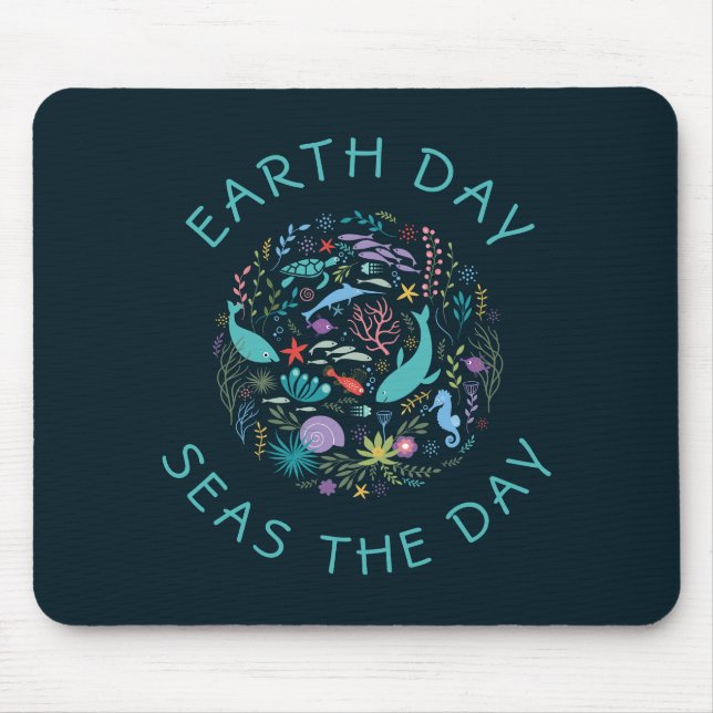 Niedlicher Tag des Meereslebens "Seas the Day" Mousepad (Vorne)