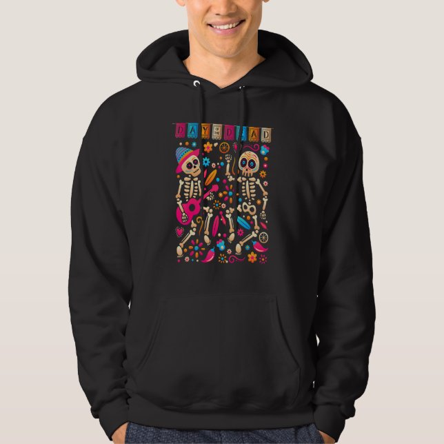 Niedlicher Tag des mexikanischen Skeletts Hoodie (Vorderseite)