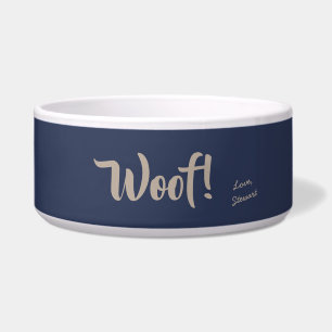 Niedlicher Tan Text Navy Blue Personalisiert Pet Napf