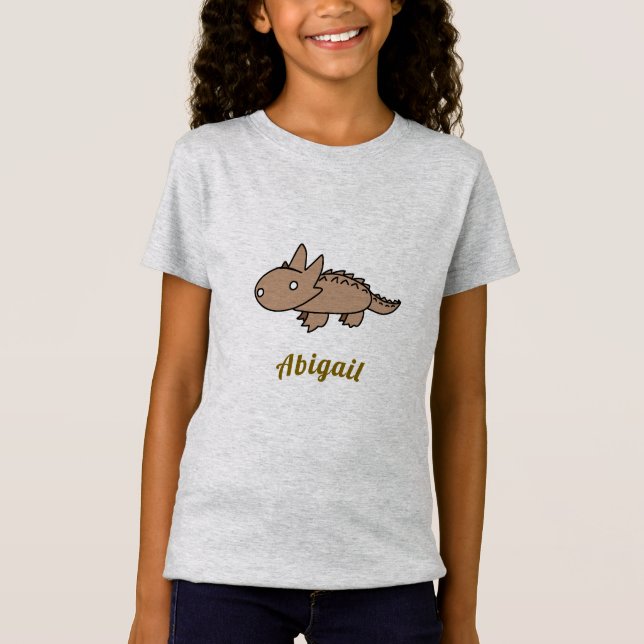 Niedlicher Tan Thorne Lizard Cartoon Zeichnend T-Shirt (Vorderseite)