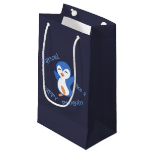 Niedlicher Tanz wie ein glücklicher Pinguin Blue Kleine Geschenktüte