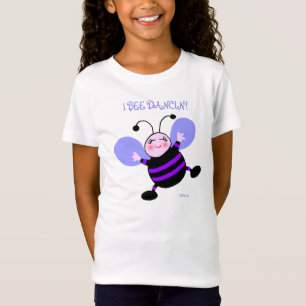 Niedlicher Tanzen-Cartoon-lila T-Shirt