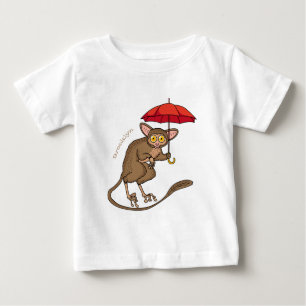 Niedlicher Tarsier mit Schirm-Cartoon-Abbildung Baby T-shirt