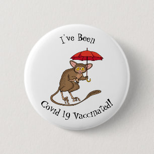 Niedlicher Tarsier mit Schirm-Cartoon-Abbildung Button