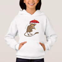 Niedlicher Tarsier mit Schirm-Cartoon-Abbildung