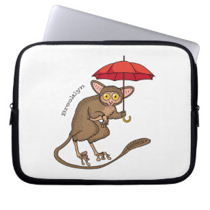 Niedlicher Tarsier mit Schirm-Cartoon-Abbildung Laptopschutzhülle