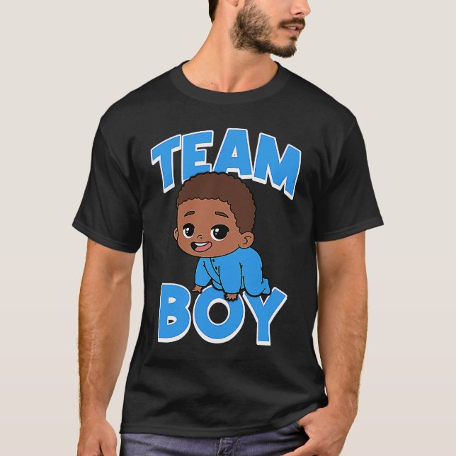 Niedlicher Teamboy Black Baby Gender Reveal Party  T-Shirt (Vorderseite)