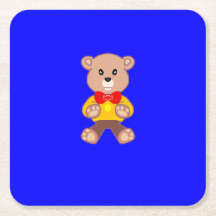 Niedlicher Teddy-Bär auf Blue Paper Untersetzer