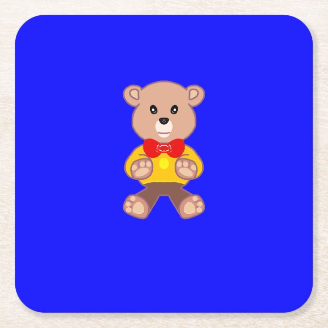 Niedlicher Teddy-Bär auf Blue Paper Untersetzer (Vorderseite)