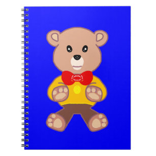 Niedlicher Teddy Bär auf Blue Spiral Foto Notebook Notizblock
