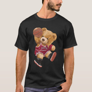 Niedlicher Teddy Bär Basketball spielen T-Shirt