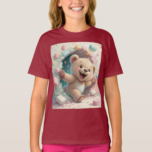 Niedlicher Teddy Bär bricht durch Mauer Kinderzi T-Shirt