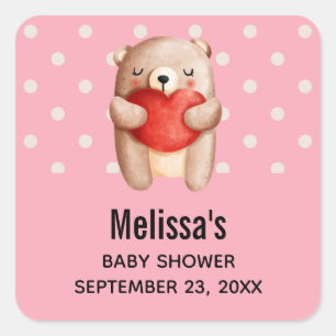 Niedlicher Teddy Bär, der Save the Date ein Rotes Quadratischer Aufkleber
