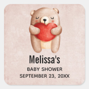 Niedlicher Teddy Bär, der Save the Date ein Rotes Quadratischer Aufkleber