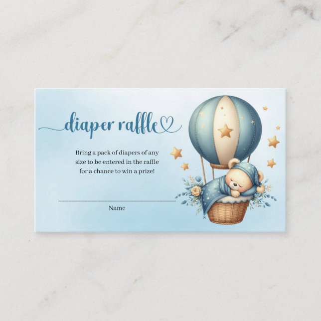 Niedlicher Teddy Bär Heißluftballon-Windelpreislis Begleitkarte (Vorderseite)