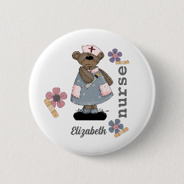 Niedlicher Teddy Bar Individuelle Name Button für 