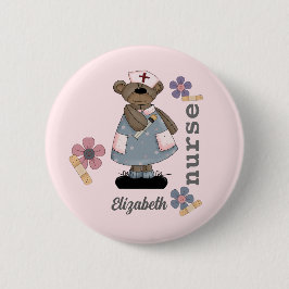 Niedlicher Teddy Bar Individuelle Name Button für 