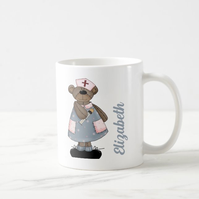 Niedlicher Teddy Bär Individuelle Name Geschenkide Tasse (Rechts)