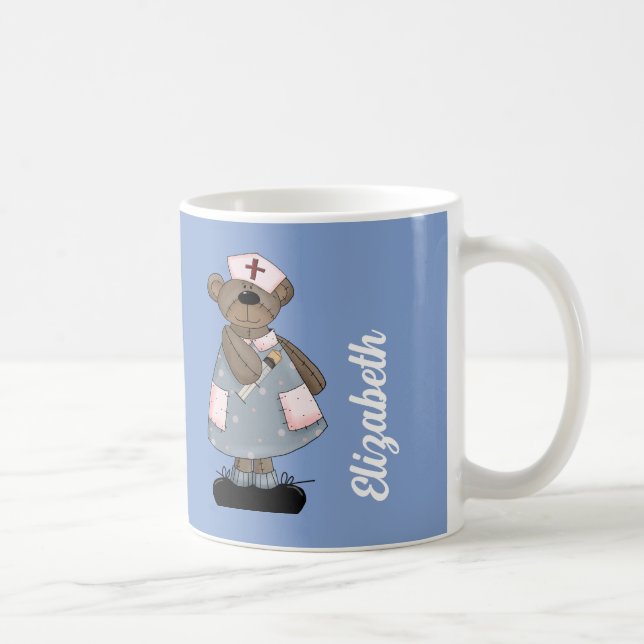 Niedlicher Teddy Bär Individuelle Name Geschenkide Tasse (Rechts)