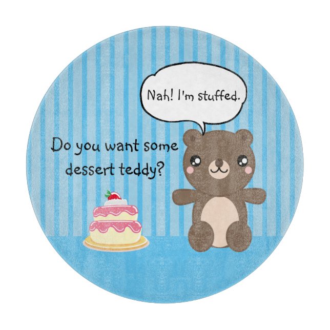 Niedlicher Teddy Bär Kinder Funny Joke Blau Stript Schneidebrett (Vorderseite)