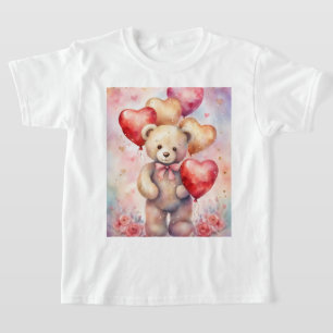 Niedlicher Teddy Bär mit Birthday Balloons Girl T-Shirt