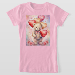 Niedlicher Teddy Bär mit Birthday Balloons Girl T-Shirt