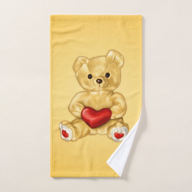 Niedlicher Teddy-Bär mit Herz-Gelb für Mädchen Handtuch (Handtuch)