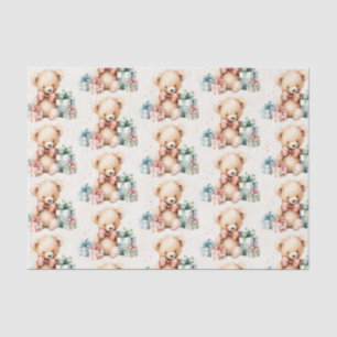 Niedlicher Teddy Bär mit Weihnachtsgeschenk Muster Seidenpapier